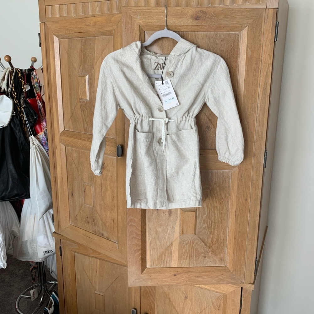 Zara Beige Kids Hooded Coat